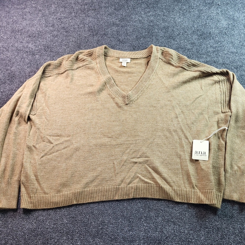 ANA A New Approach Womens XL V Neck Long Sleeve Knit‎ Sweater Pullover